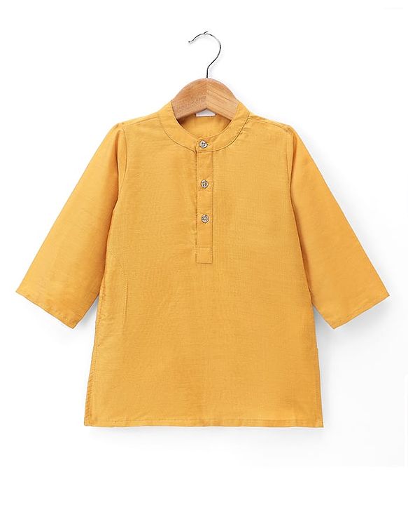 Babyhug Woven Full Sleeves Kurta & Dhoti Set With Embroidered Jacket - Mustard