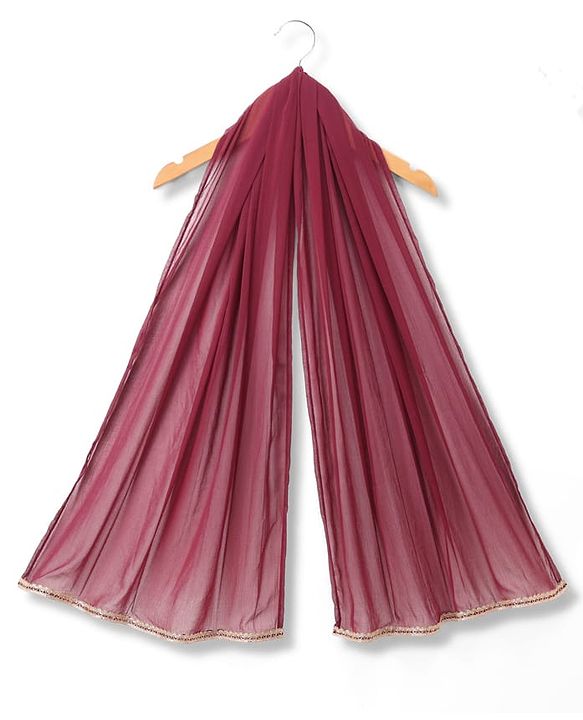 Babyhug Brocade Woven Three Fourth Sleeves Lace Detailing & Zari Work Kurti Salwar and Dupatta Set - Wine