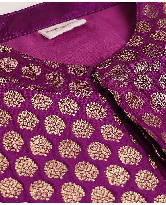 Babyhug Brocade Woven Full Sleeves Printed Kurta & Dhoti Set - Purple