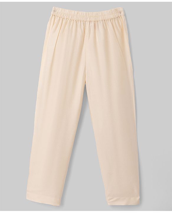 Babyhug Cotton Blend Woven Kurta Pyjama Set and Jacket with Full Sleeves and Vines Embroidery in Beige