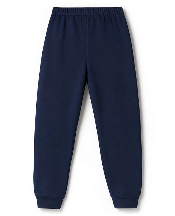 Babyhug Velour Knit Full Sleeves Lovely Foil Printed Front Open Winter Wear Suit - Navy Blue