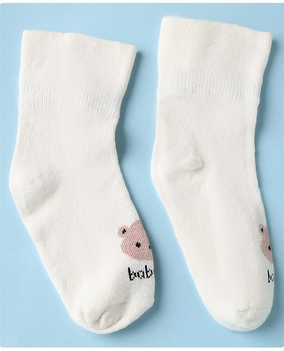 Cute Walk by Babyhug Cotton Knit Anti-bacterial Ankle Length Socks With Bear Design Pack of 3 - White Pink