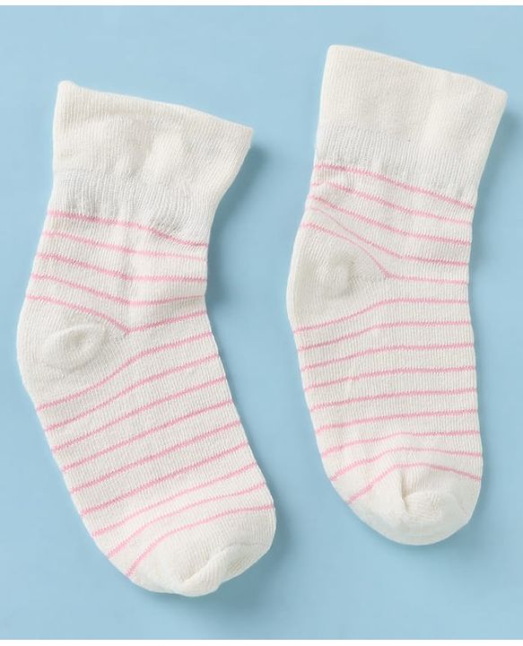 Cute Walk by Babyhug Cotton Knit Anti-bacterial Ankle Length Socks With Bear Design Pack of 3 - White Pink