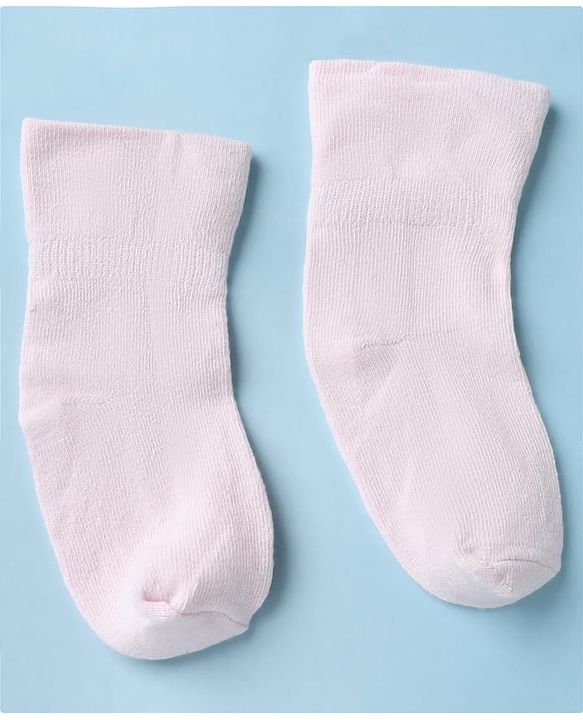 Cute Walk by Babyhug Cotton Knit SOLID Anti-bacterial Ankle Length Socks With Heart Design Pack of 3 - Brown White Pink
