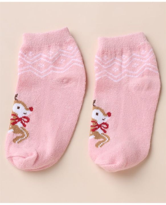 Cute Walk by Babyhug Anti-bacterial Ankle Length Socks With Animal Design Pack of 3 - Pink White Grey