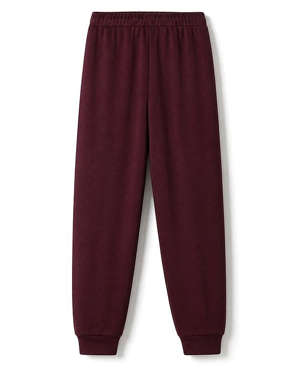 Babyhug Velour Knit Full Sleeves Star Printed Hooded Front Open Winter Wear Suit - Wine