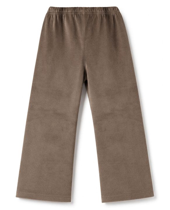 Babyhug Velour Knit Full Length Solid Wide Legged Fleece & Woollen Pant - Brown