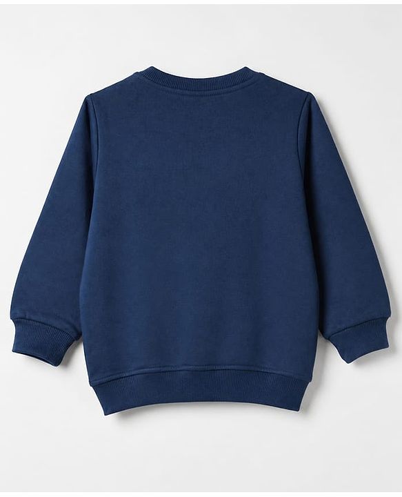 Babyhug 100% Cotton Terry Knit Sweatshirts with Full Sleeves and Animal Print Pack of 2 - Navy Blue Mustard