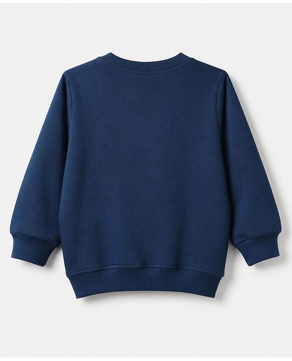 Babyhug 100% Cotton Terry Knit Sweatshirts with Full Sleeves and Animal Print Pack of 2 - Navy Blue Mustard