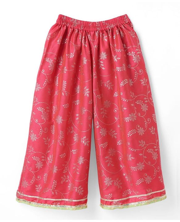 Babyhug Chanderi Woven Sleeveless Foil Printed Kurti & Salwar Set With Dupatta - Fuchsia