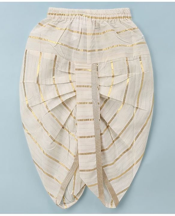 Babyhug Woven Lurex Dobby Dhoti Kurta Set With Foil Print - Off White