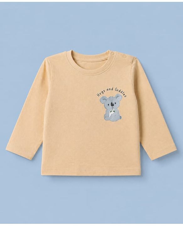 Babyhug 100% Cotton Knit Striped T-Shirts with Full Sleeves & Bear Print Pack of 3 - White Beige & Green