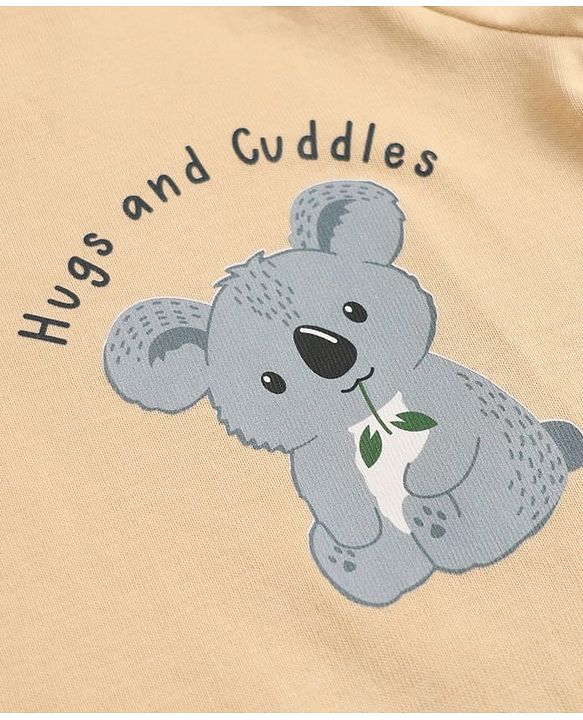 Babyhug 100% Cotton Knit Striped T-Shirts with Full Sleeves & Bear Print Pack of 3 - White Beige & Green