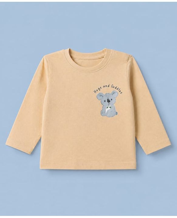Babyhug 100% Cotton Knit Striped T-Shirts with Full Sleeves & Bear Print Pack of 3 - White Beige & Green