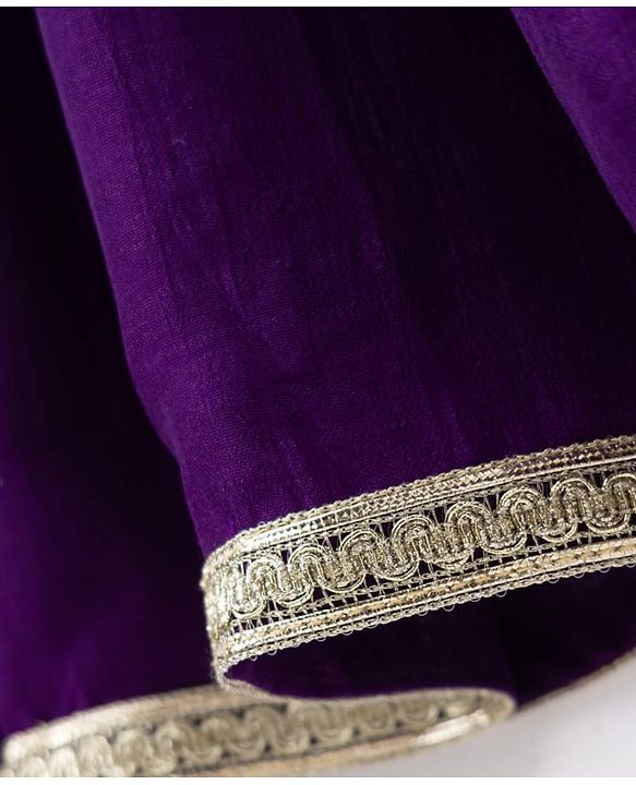 Babyhug Woven Ethnic Dresses With Three Fourth Sleeves and Floral Sequin Embroidery - Purple