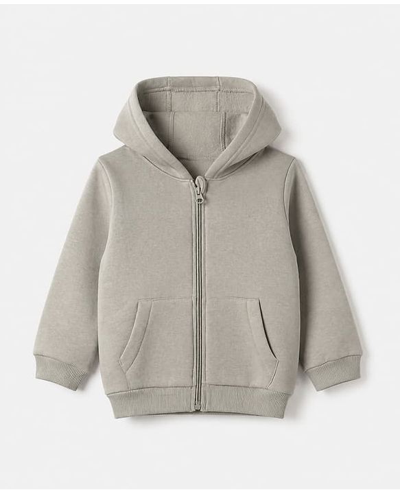 Babyhug Heavy Gauge Warm Fleece Knit Sweatshirt With Full Sleeves in Grey
