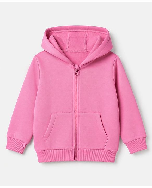 Babyhug Cotton Blend Heavy Gauge Warm Fleece Full Sleeves Solid Sweatshirt - Pink