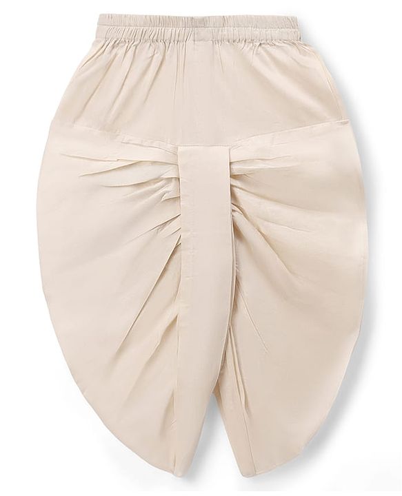 Babyhug Cotton Blend Woven Full Sleeves Kurta & Dhoti Set With Foil Print - Mustard