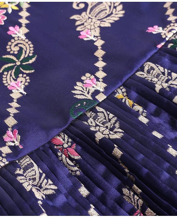 Babyhug Woven Brocade Ethnic Dress with Half Sleeves, and Paisley Print - Purple