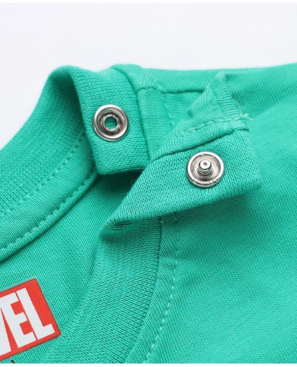 Babyhug Marvel 100% Cotton Knit T-Shirt with Full Sleeves and Spider-Man Print in Mint