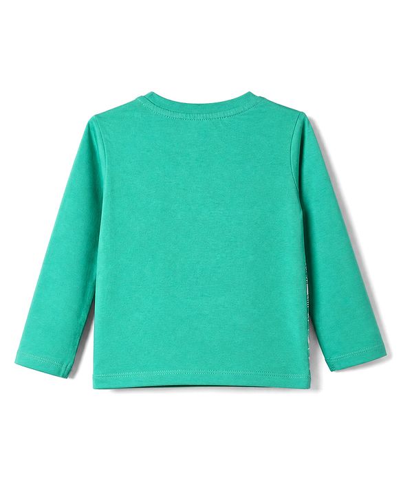 Babyhug Marvel 100% Cotton Knit T-Shirt with Full Sleeves and Spider-Man Print in Mint