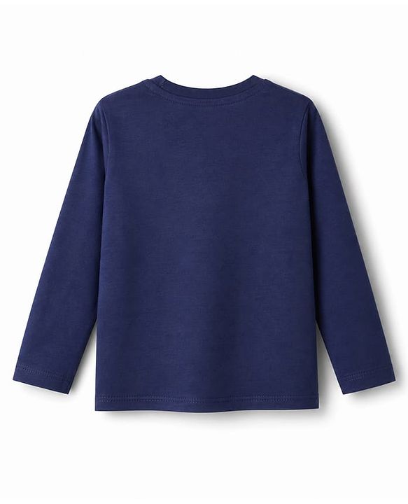 Babyhug Disney Cotton Single Jersey Knit T-Shirt with Full Sleeves and Simba Print - Navy Blue