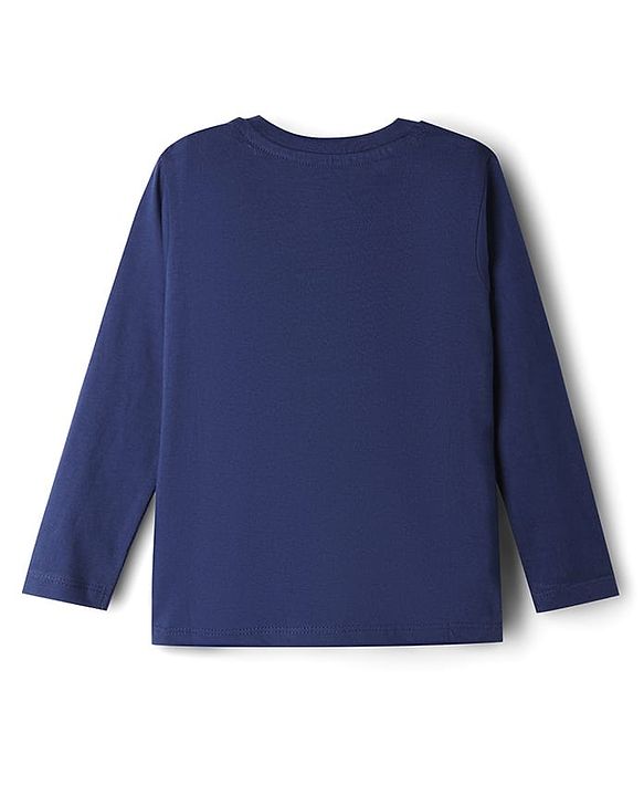 Babyhug Disney Cotton Single Jersey Knit T-Shirt with Full Sleeves and Simba Print - Navy Blue