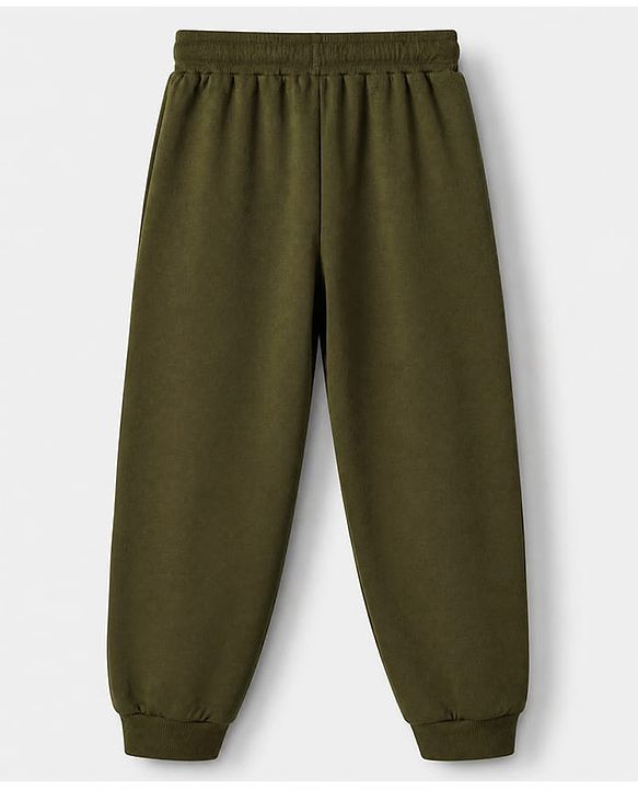Pine Kids 100% Cotton Single Jersey Knit Half Sleeves T-Shirt and Jogger with Full Length and Leaf Print in Beige