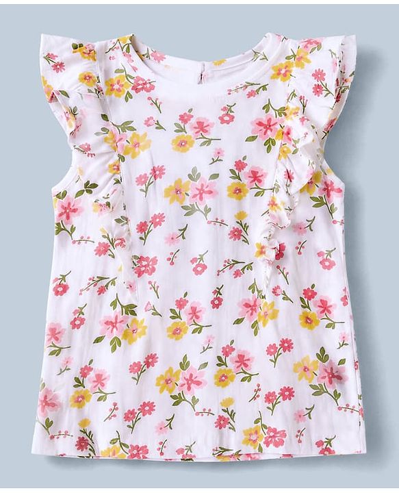 Pine Kids Single Jersey Knit Sleeveless Floral Printed Top & Pant Set - Pink