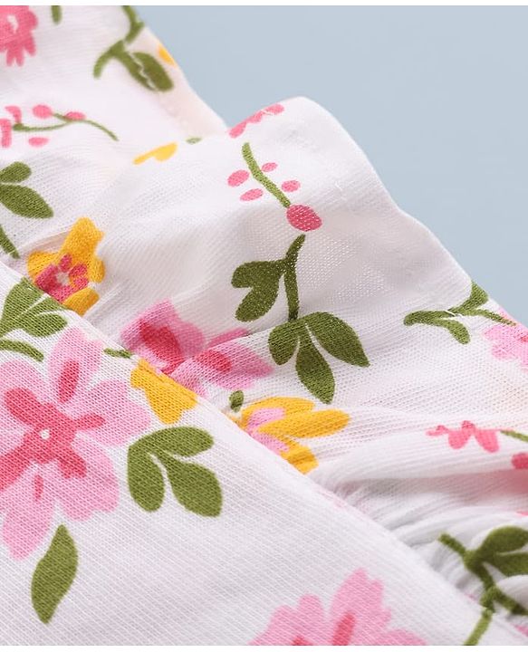 Pine Kids Single Jersey Knit Sleeveless Floral Printed Top & Pant Set - Pink