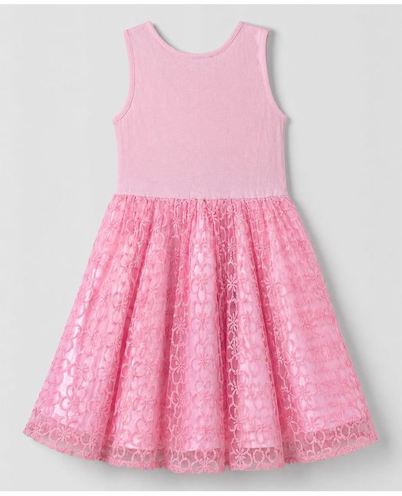 Pine Kids Mesh Woven Sleeveless Party Dress - Light Pink