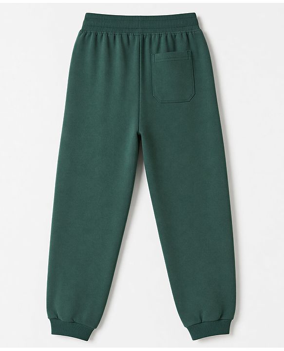 Pine Kids Looper Knit Half Sleeves T-shirt & Joggers Set With Text Print - Green