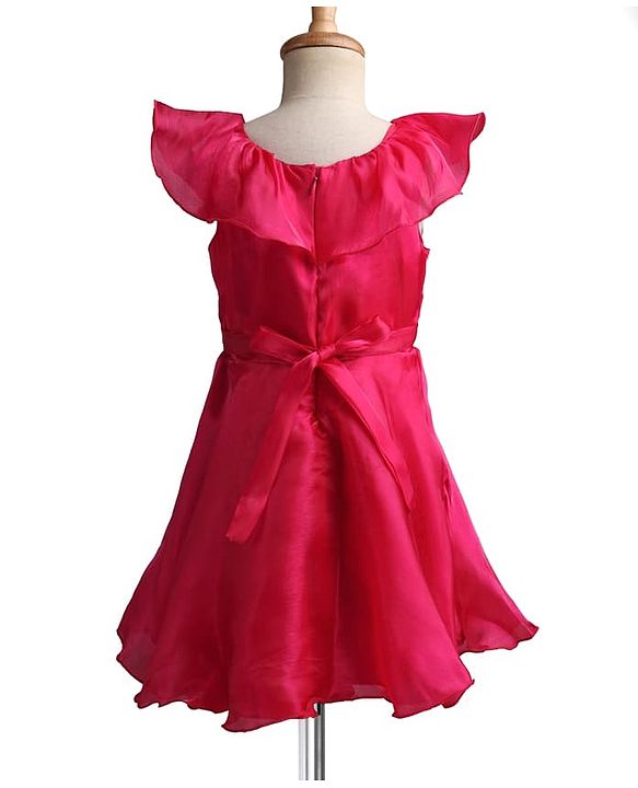 Pine Kids Organza Woven Solid Sleeveless Party Dress - Red