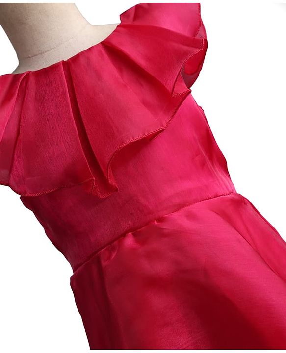 Pine Kids Organza Woven Solid Sleeveless Party Dress - Red
