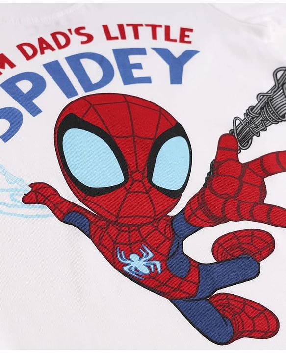 Babyhug Marvel Cotton Single Jersey Knit T-Shirt with Full Sleeves and Spiderman Print in White for 6-9 Months