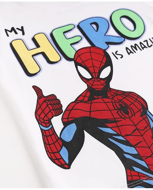 Babyhug Marvel Cotton Single Jersey Knit T-Shirt with Full Sleeves and Spider Man Print in White for 9-12 Months