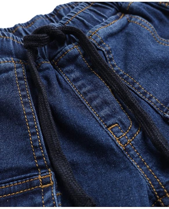 Pine Kids Denim Full Length Joggers with Planet Patch - Navy Blue
