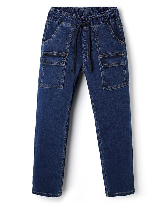 Pine Kids Denim Full Length Joggers with Planet Patch - Navy Blue