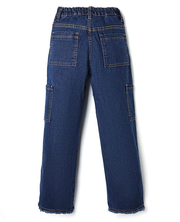 Pine Kids Cotten Blend Denim Woven Full Length Jeans - Navy Blue