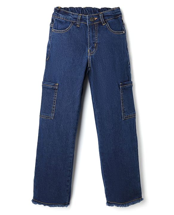 Pine Kids Cotten Blend Denim Woven Full Length Jeans - Navy Blue