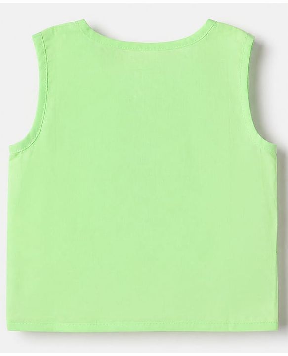 Babyhug 100% Cotton Cambric Woven Jhablas with Sleeveless and Bear Print Pack of 3 - Green Peach & Orange