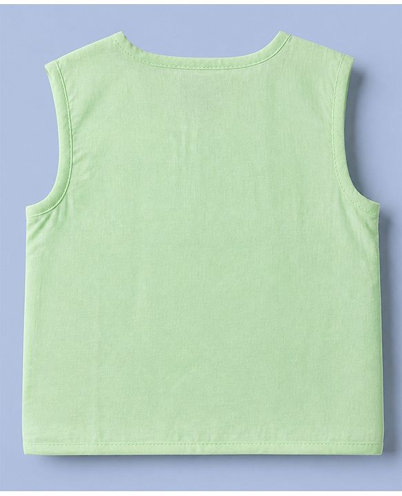 Babyhug 100% Cotton Cambric Woven Sleeveless Jhablas with Fox Print Pack of 3 - White Green & Orange