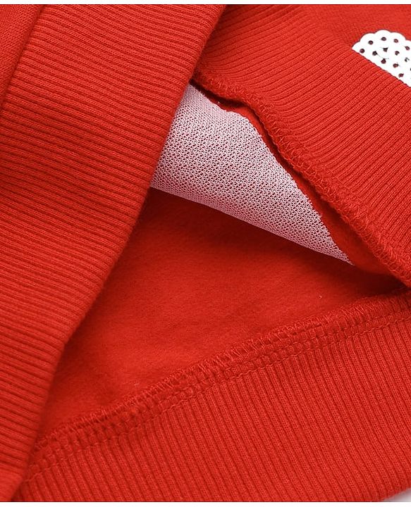 Babyhug 100 % Cotton Fleece Knit Sweatshirt with Full Sleeves and Hearts Sequins in Red