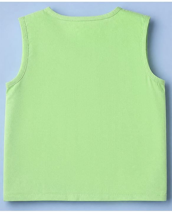 Babyhug 100% Cotton Cambric Woven Jhablas with Sleeveless and Lion Print Pack of 3 - Green Peach & White