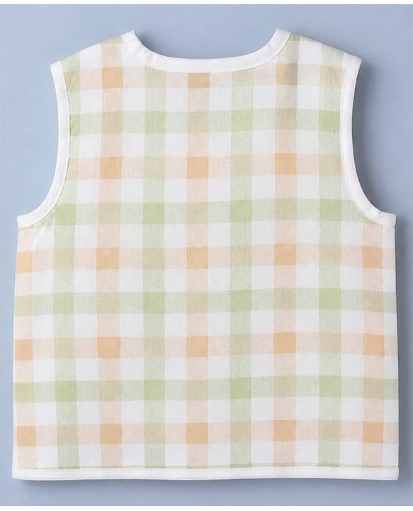 Babyhug 100% Cotton Cambric Woven Jhablas with Sleeveless and Lion Print Pack of 3 - Green Peach & White