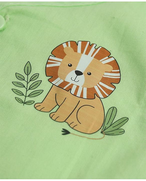 Babyhug 100% Cotton Cambric Woven Jhablas with Sleeveless and Lion Print Pack of 3 - Green Peach & White