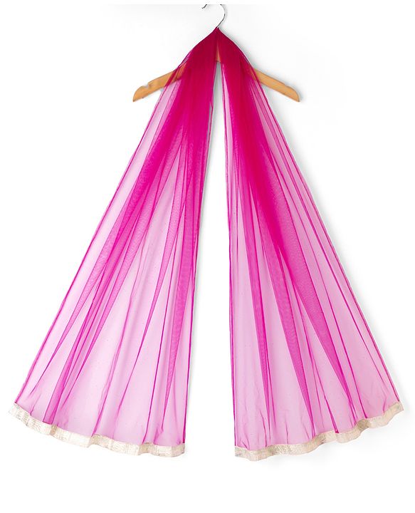 Pine Kids 100% Cotton Woven Three-Fourth Sleeves Kurti and Pant Set With Floral Print & Dupatta - Pink