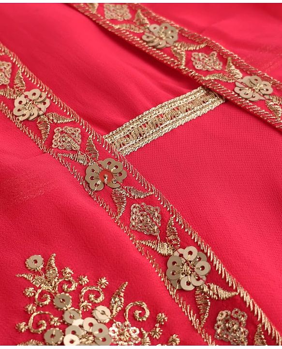 Babyhug Georgette Woven Half Seeves Sequin Floral Embroidered Ethic Dress - Fuchsia