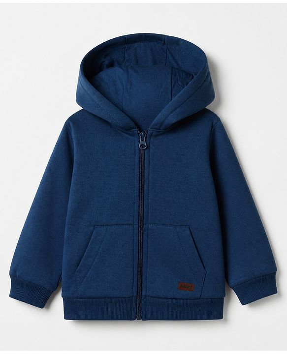 Babyhug Heavy Gauge Fleece Knit Warm Full Sleeves Hooded Sweatjacket - Navy Blue