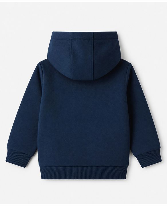 Babyhug Heavy Gauge Fleece Knit Warm Full Sleeves Hooded Sweatjacket - Navy Blue